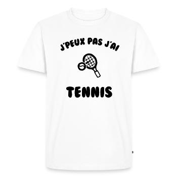 j’peux pas j’ai tennis - T-shirt Premium bio Homme - blanc - Devant - Nico (187cm)