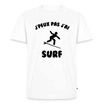 J’peux pas j’ai surf - T-shirt Premium bio Homme - blanc - Devant - Nico (187cm)