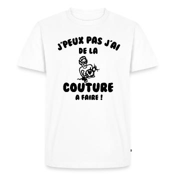 J’peux pas j’ai de la couture à faire - T-shirt Premium bio Homme - blanc - Devant - Nico (187cm)
