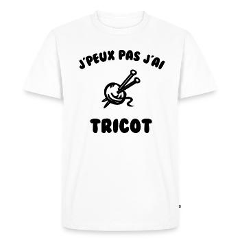 J’peux pas j’ai tricot - T-shirt Premium bio Homme - blanc - Devant - Nico (187cm)
