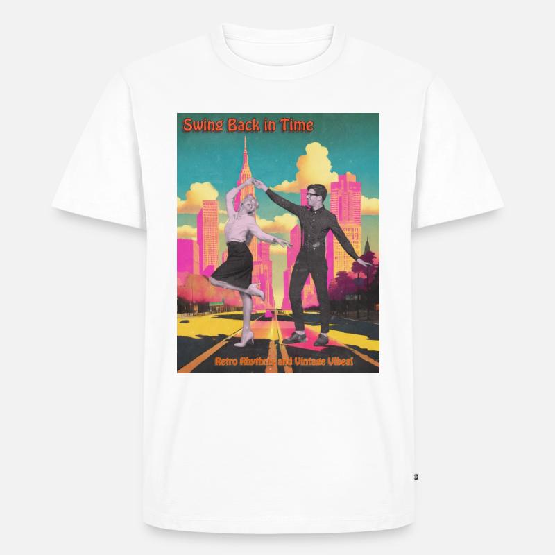 Retro-Dance-Vibes - Männer Premium Bio T-Shirt - Weiß