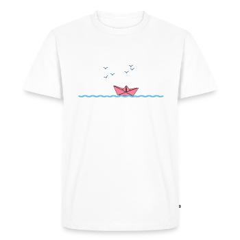 Bateau en origami sur l'océan - T-shirt Premium bio Homme - blanc - Devant - Nico (187cm)