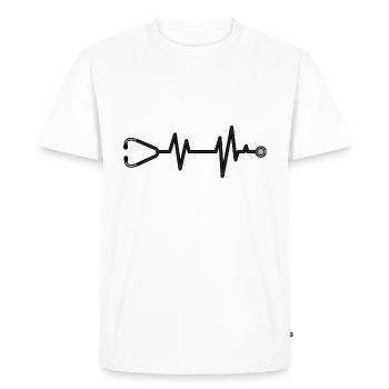 Médecin battement de coeur - T-shirt Premium bio Homme - blanc - Devant - Nico (187cm)