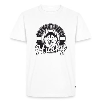 Dogscooting Husky - Men's Premium Organic T-Shirt - white - Front - Nico (187cm)