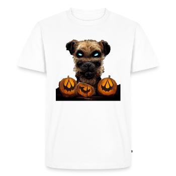 Border Terrier Halloween - T-shirt Premium bio Homme - blanc - Devant - Nico (187cm)