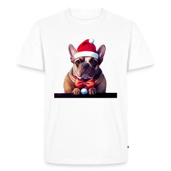 Français Bulldog Christmas - Frenchie - T-shirt Premium bio Homme - blanc - Devant - Nico (187cm)