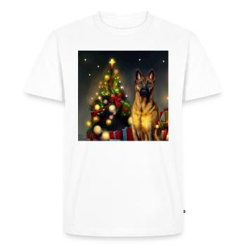 Noël malinois - Malinois - T-shirt Premium bio Homme - blanc - Devant - Nico (187cm)