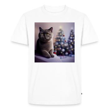 Chat britannique à poil court Noël - T-shirt Premium bio Homme - blanc - Devant - Nico (187cm)