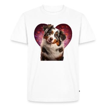 Berger australien Saint-Valentin - T-shirt Premium bio Homme - blanc - Devant - Nico (187cm)