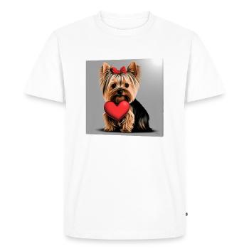 Biewer Yorkshire Terrier Saint-Valentin - T-shirt Premium bio Homme - blanc - Devant - Nico (187cm)