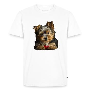 Biewer Yorkshire Terrier Saint-Valentin - T-shirt Premium bio Homme - blanc - Devant - Nico (187cm)