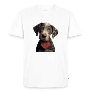 Catahoula Leopard Chien Saint-Valentin - T-shirt Premium bio Homme - blanc - Devant - Nico (187cm)