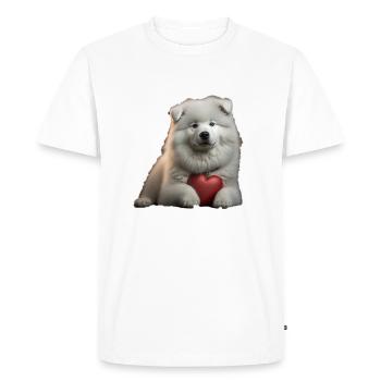 Samoyède Saint-Valentin - T-shirt Premium bio Homme - blanc - Devant - Nico (187cm)