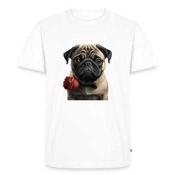 Pug Valentine's Day - Men's Premium Organic T-Shirt - white - Front - Nico (187cm)