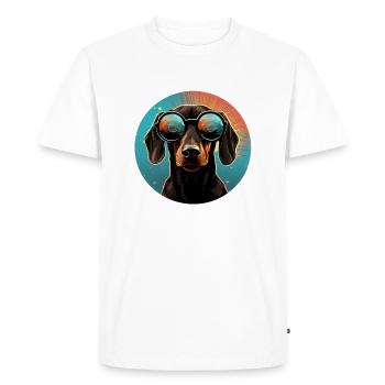 Teckel Cool - Chien teckel - T-shirt Premium bio Homme - blanc - Devant - Nico (187cm)