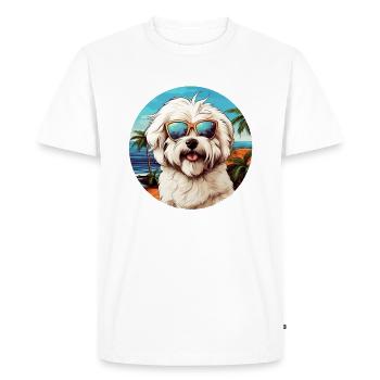 Coton de Tulear Cool - Coton de Tulear Dog - T-shirt Premium bio Homme - blanc - Devant - Nico (187cm)
