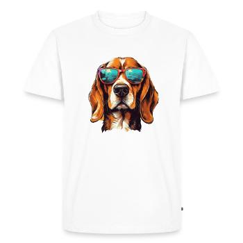 Beagle Cool - Chien Beagle - T-shirt Premium bio Homme - blanc - Devant - Nico (187cm)