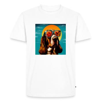 Basset Hound Cool - Basset Hound Chien - T-shirt Premium bio Homme - blanc - Devant - Nico (187cm)