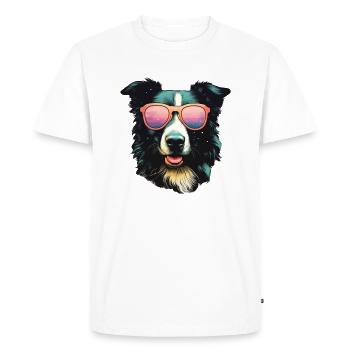 Border Collie Cool - Chien Border Collie - T-shirt Premium bio Homme - blanc - Devant - Nico (187cm)