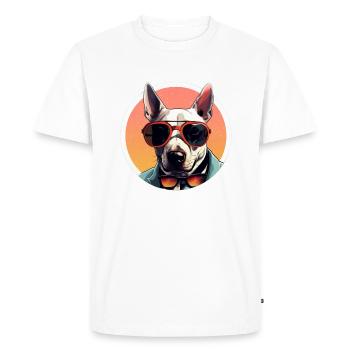 Bull Terrier Cool - Bull Terrier Dog - Men's Premium Organic T-Shirt - white - Front - Nico (187cm)