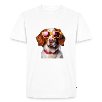 Epagneul Breton Cool - Epagneul Breton Dog - Men's Premium Organic T-Shirt - white - Front - Nico (187cm)