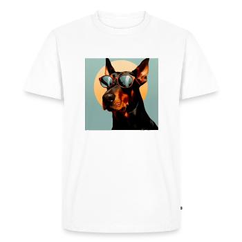 Doberman Cool - Chien Doberman - T-shirt Premium bio Homme - blanc - Devant - Nico (187cm)