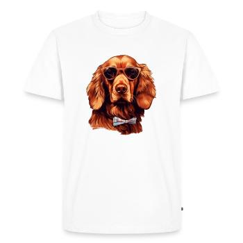 Irish Setter Cool - Chien Setter irlandais - T-shirt Premium bio Homme - blanc - Devant - Nico (187cm)