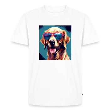 Golden Retriever Cool - Chien Golden Retriever - T-shirt Premium bio Homme - blanc - Devant - Nico (187cm)