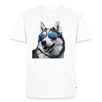 Husky Cool - Chien Husky - T-shirt Premium bio Homme - blanc - Devant - Nico (187cm)
