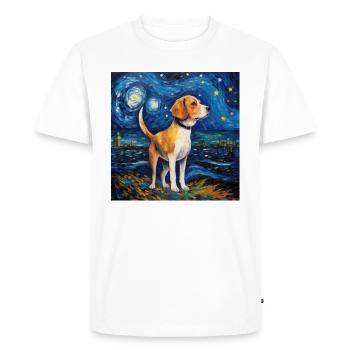 Beagle Nuit étoilée - T-shirt Premium bio Homme - blanc - Devant - Nico (187cm)