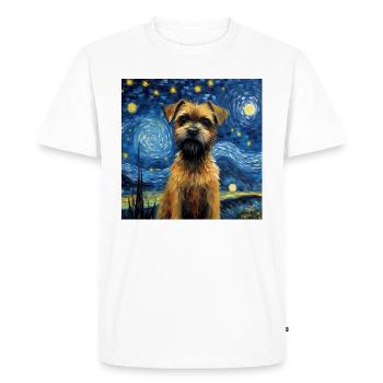 Border Terrier Nuit étoilée - T-shirt Premium bio Homme - blanc - Devant - Nico (187cm)