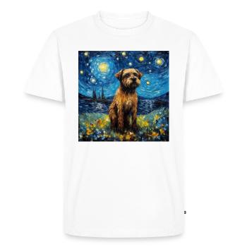 Border Terrier Nuit étoilée - T-shirt Premium bio Homme - blanc - Devant - Nico (187cm)