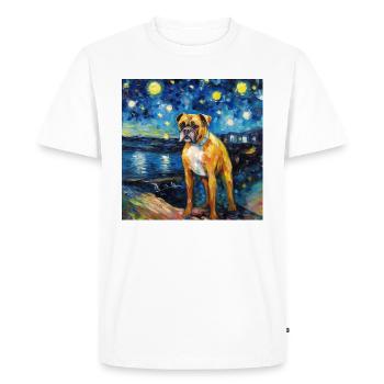 German Boxer Starry Night - Men's Premium Organic T-Shirt - white - Front - Nico (187cm)