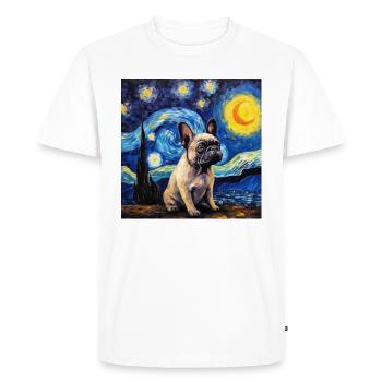 Bouledogue français Nuit étoilée - T-shirt Premium bio Homme - blanc - Devant - Nico (187cm)