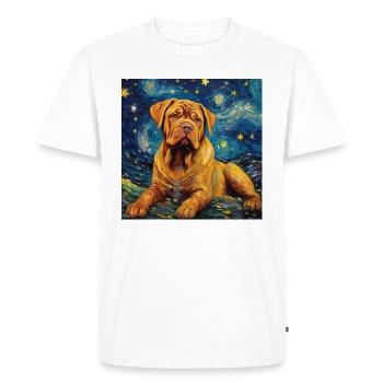 Dogue de Bordeaux Nuit étoilée - T-shirt Premium bio Homme - blanc - Devant - Nico (187cm)