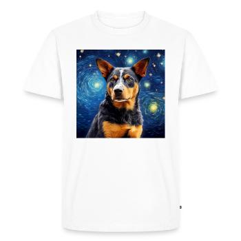 Bouvier Chien Nuit Étoilée - T-shirt Premium bio Homme - blanc - Devant - Nico (187cm)