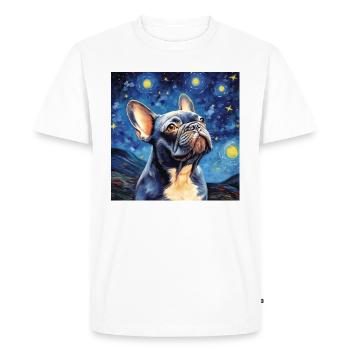 Bouledogue français Nuit étoilée - T-shirt Premium bio Homme - blanc - Devant - Nico (187cm)