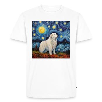 Chien de Montagne des Pyrénées Nuit étoilée - T-shirt Premium bio Homme - blanc - Devant - Nico (187cm)