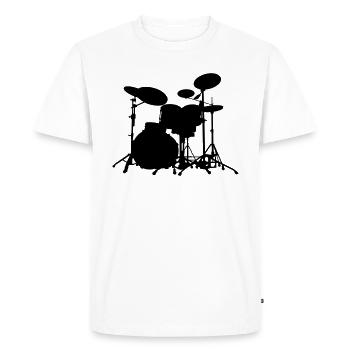 batterie - drums - T-shirt Premium bio Homme - blanc - Devant - Nico (187cm)