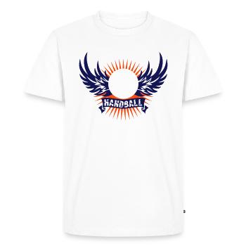 Handball bannière - T-shirt Premium bio Homme - blanc - Devant - Nico (187cm)