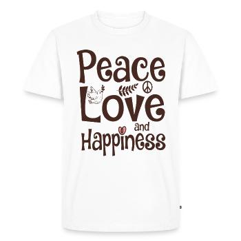 peace love happiness frieden liebe glücklich sein - Männer Premium Bio T-Shirt - Weiß - Vorne - Nico (187cm)