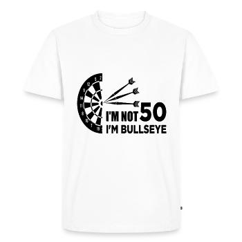 i'm not 50 i'm bullseye age dart darts - Men's Premium Organic T-Shirt - white - Front - Nico (187cm)