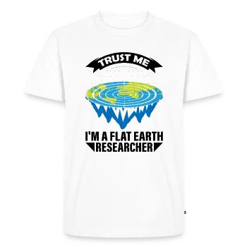 trust flat earth researcher flat earth researcher - Men's Premium Organic T-Shirt - white - Front - Nico (187cm)