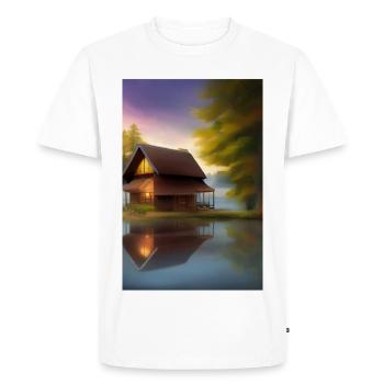 Charmante cabane au bord du lac - T-shirt Premium bio Homme - blanc - Devant - Nico (187cm)