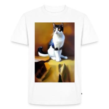 Image du chat - T-shirt Premium bio Homme - blanc - Devant - Nico (187cm)