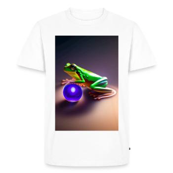 Grenouille colorée avec balle - T-shirt Premium bio Homme - blanc - Devant - Nico (187cm)