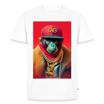 Singe cool avec chaîne en or - T-shirt Premium bio Homme - blanc - Devant - Nico (187cm)