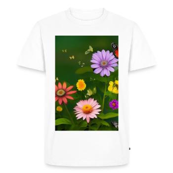 Fleurs et papillon - T-shirt Premium bio Homme - blanc - Devant - Nico (187cm)