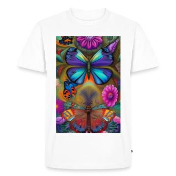 Fleurs et papillon - T-shirt Premium bio Homme - blanc - Devant - Nico (187cm)