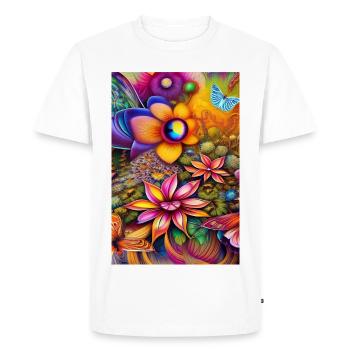 Fleurs et papillon - T-shirt Premium bio Homme - blanc - Devant - Nico (187cm)